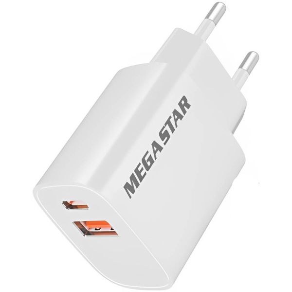 Cargador de Pared Mega Star CH500B USB-A a USB-C 18.5 W