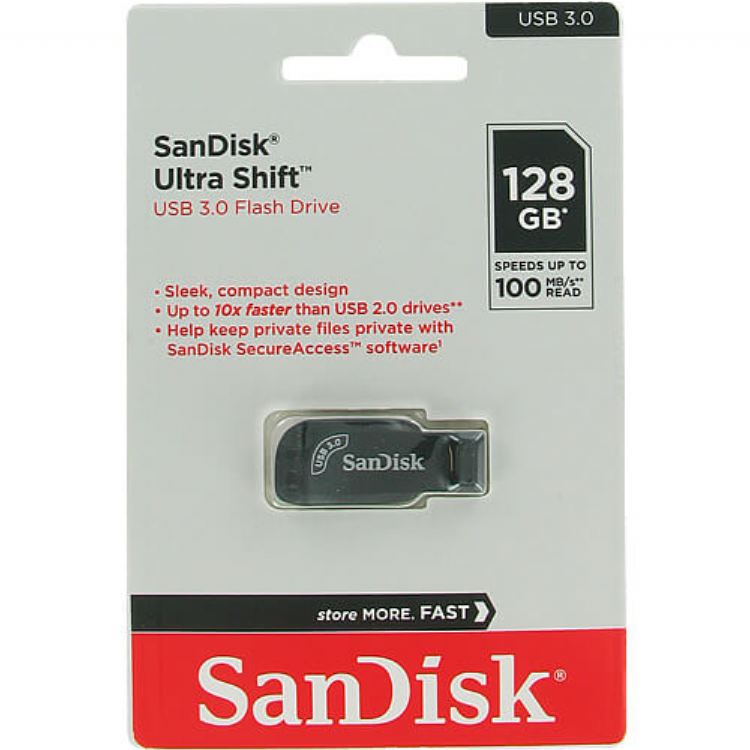 Pendrive SanDisk Z410 Ultra Shift USB 3.0 128 GB (SDCZ410-128G-G46) - Negro